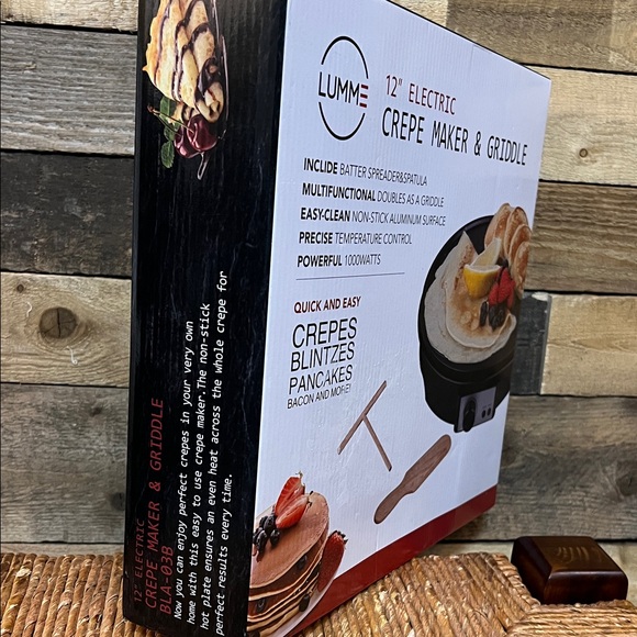 Lumme 12" Electric Crepe Maker & Griddle - Black NWT - Picture 5 of 5